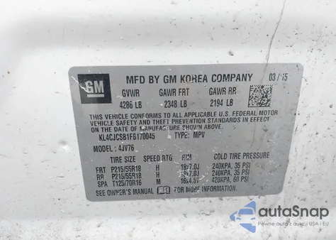 2015 Buick Encore Leather из США, поврежденный, VIN KL4CJCSB1FB170045